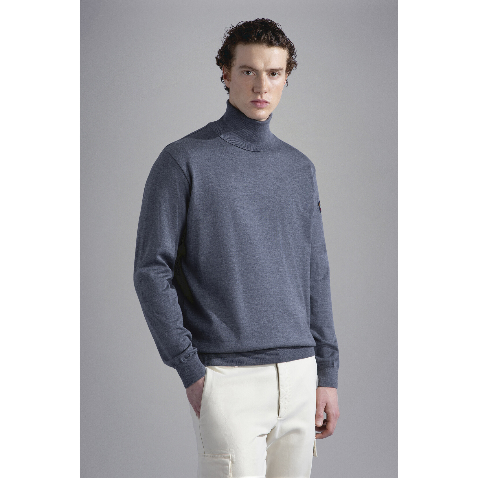 Paul & Shark basic merino wollen coltrui grijs