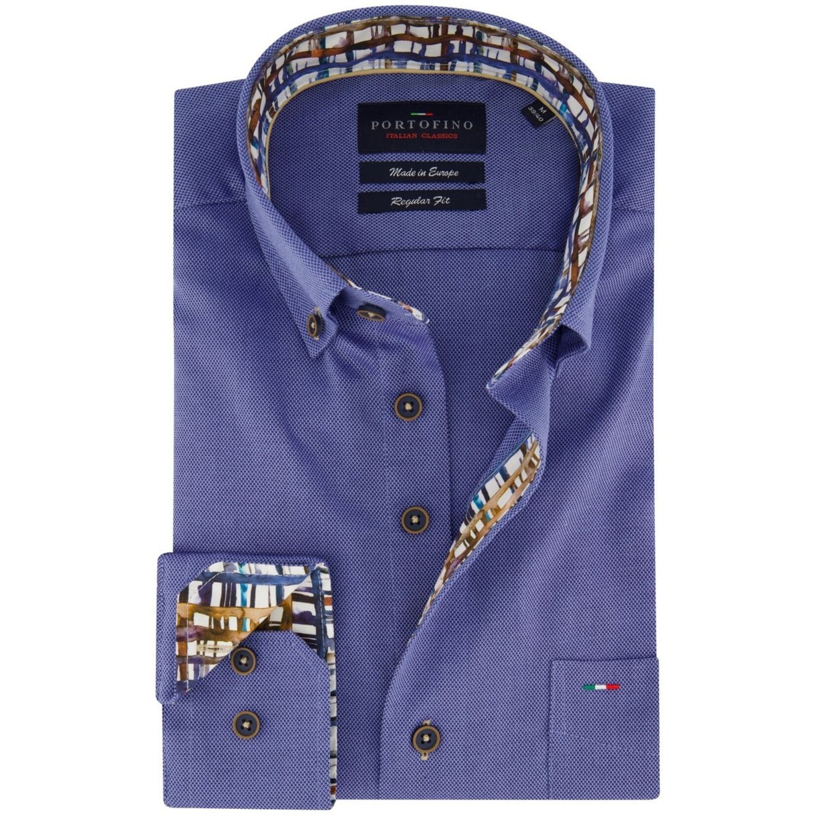 Portofino regular fit overhemd blauw