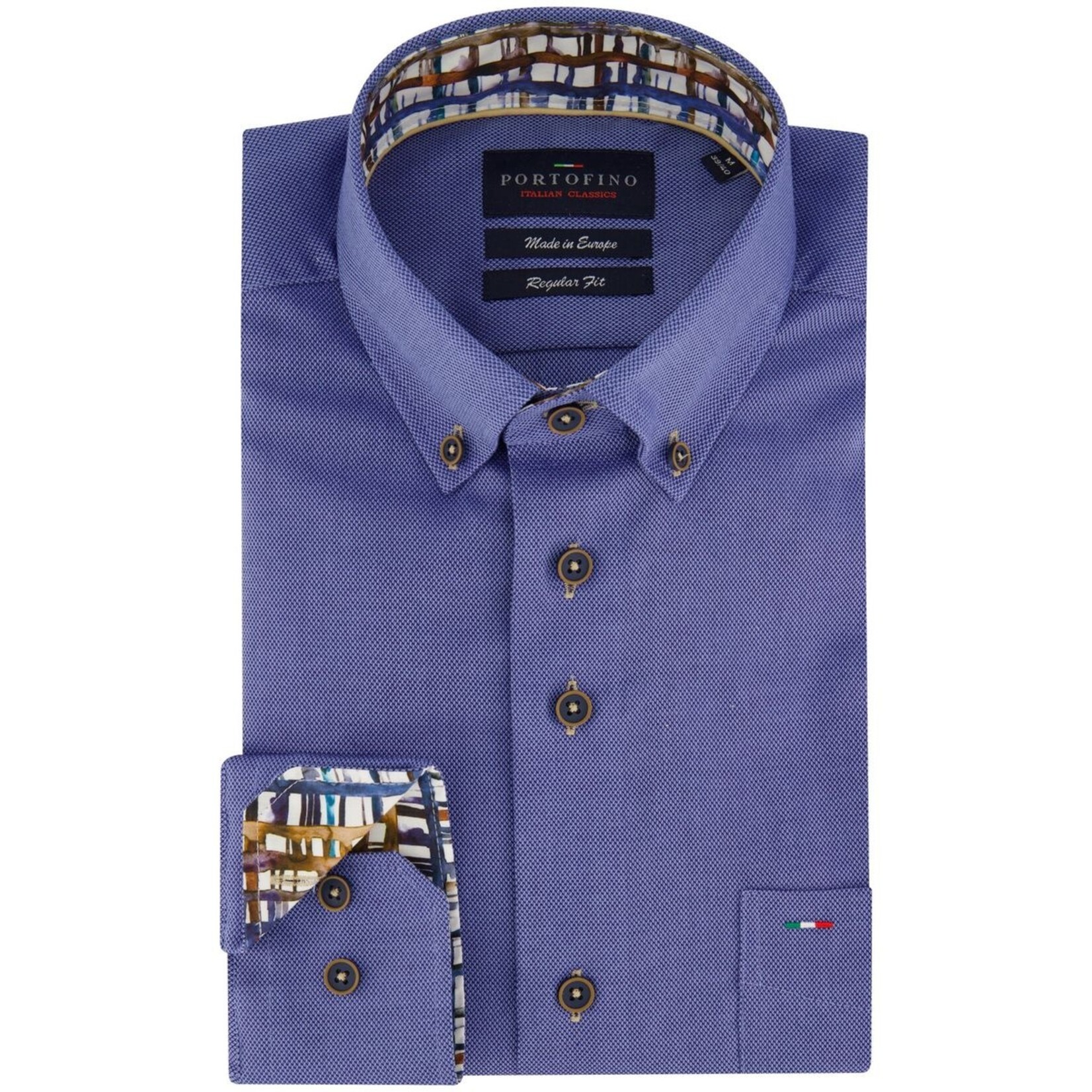 Portofino regular fit overhemd blauw