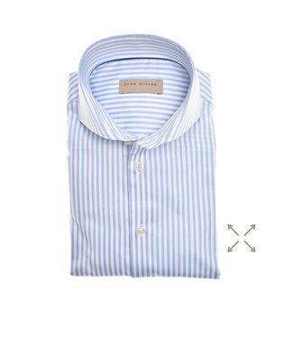 John Miller slim fit stretch overhemd lichtblauw streep