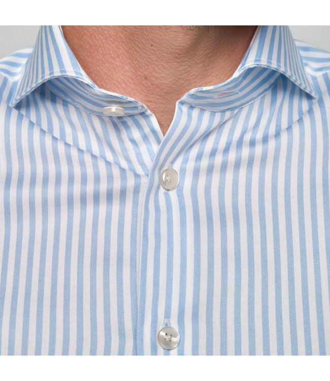 slim fit stretch overhemd lichtblauw streep