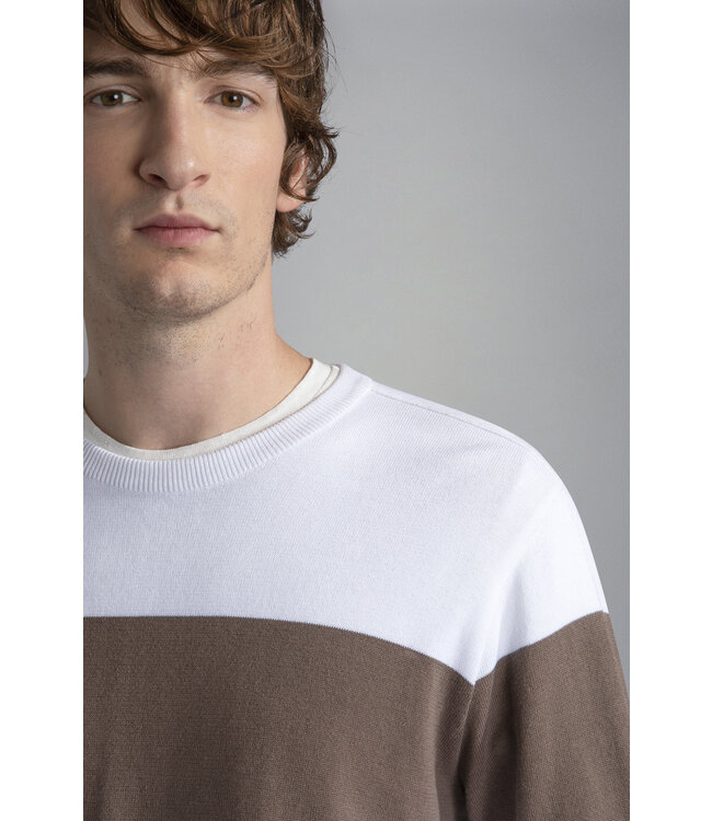 Supima katoenen trui bruin balk