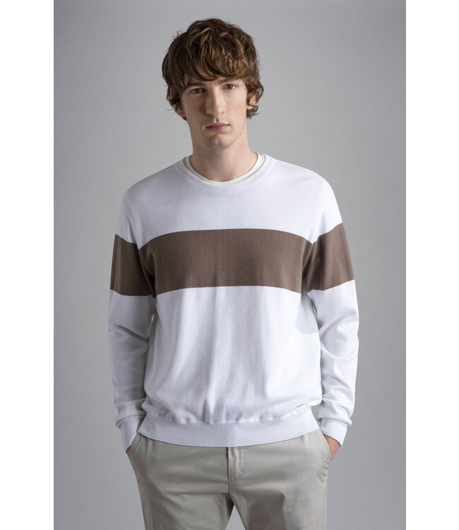 Supima katoenen trui bruin balk