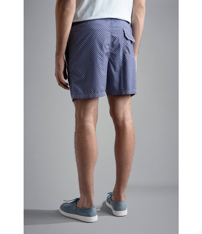zwemshort geometrisch blauw