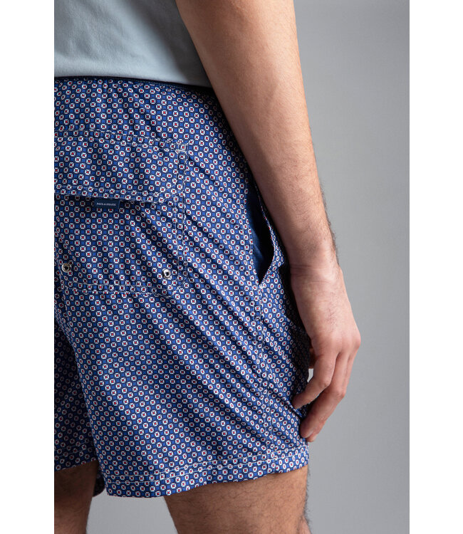 zwemshort geometrisch blauw