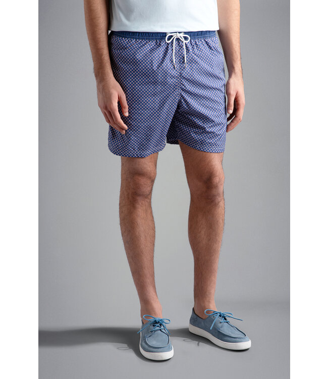 zwemshort geometrisch blauw