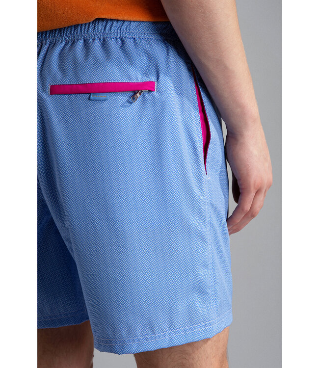 zwemshort micro patroon blauw
