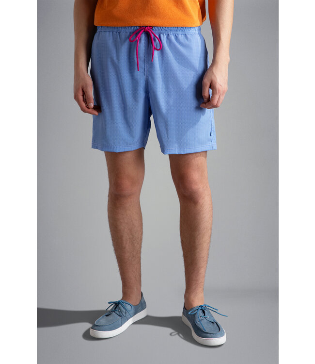 zwemshort micro patroon blauw