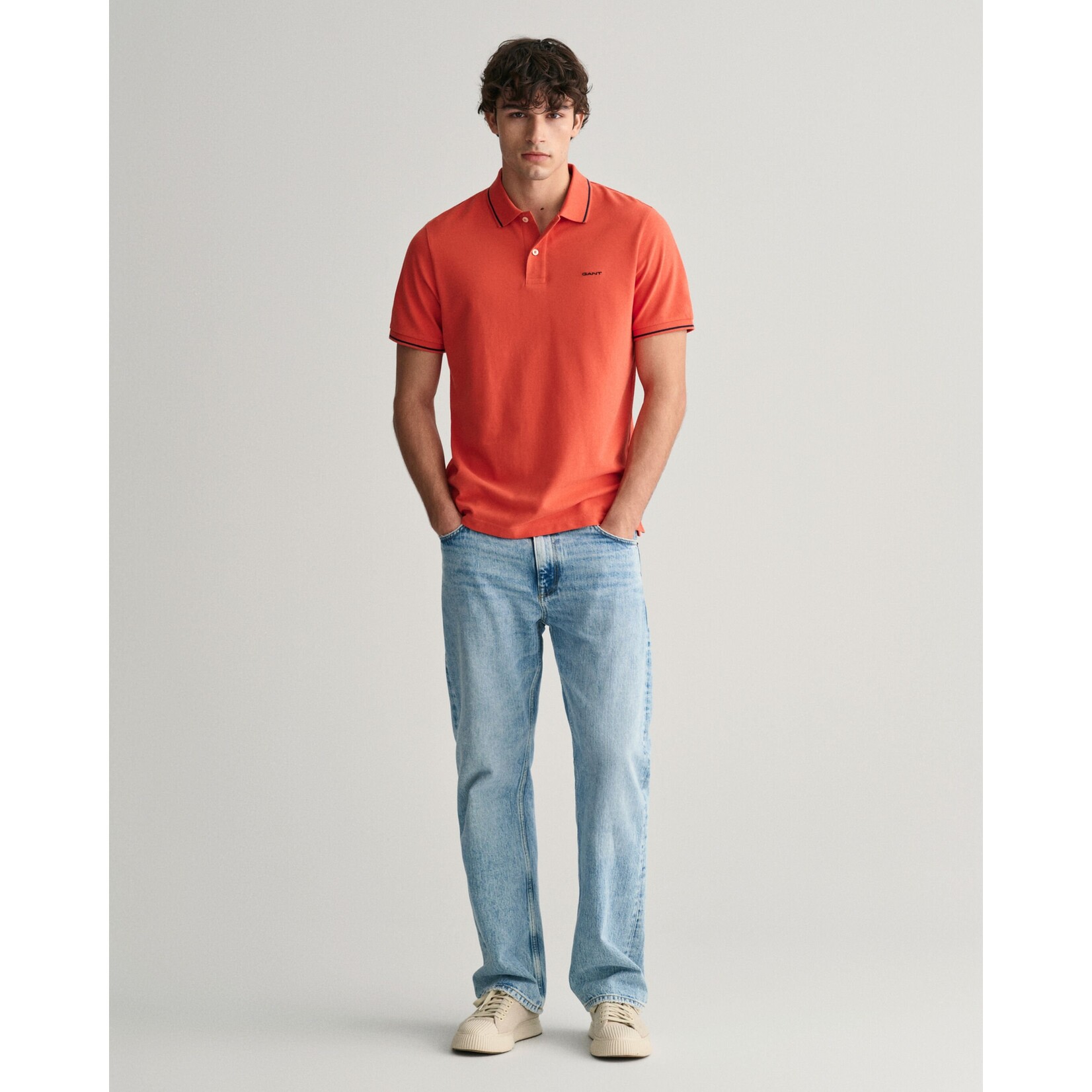 GANT piqué polo met randdetails oranje