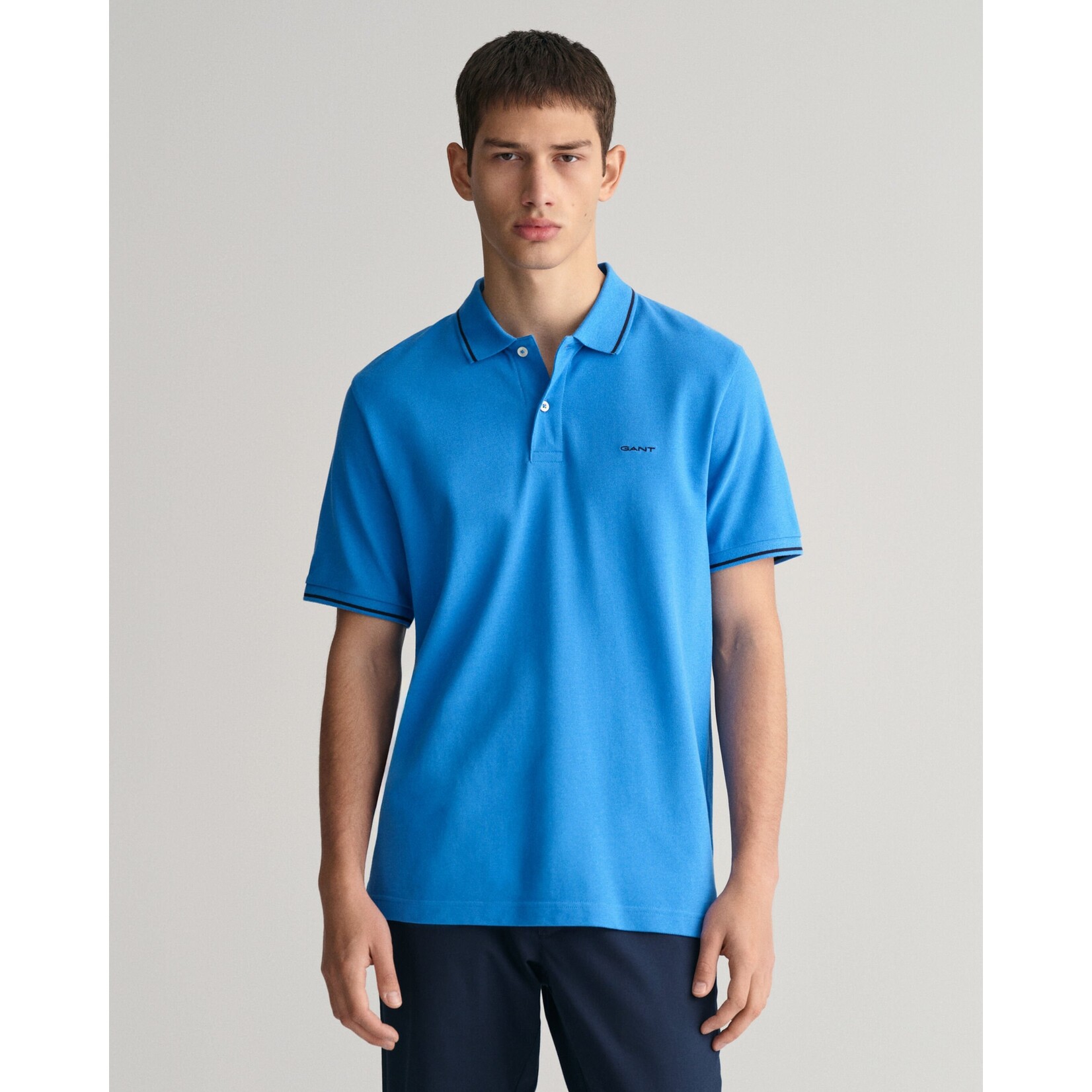 GANT piqué polo met randdetails blauw