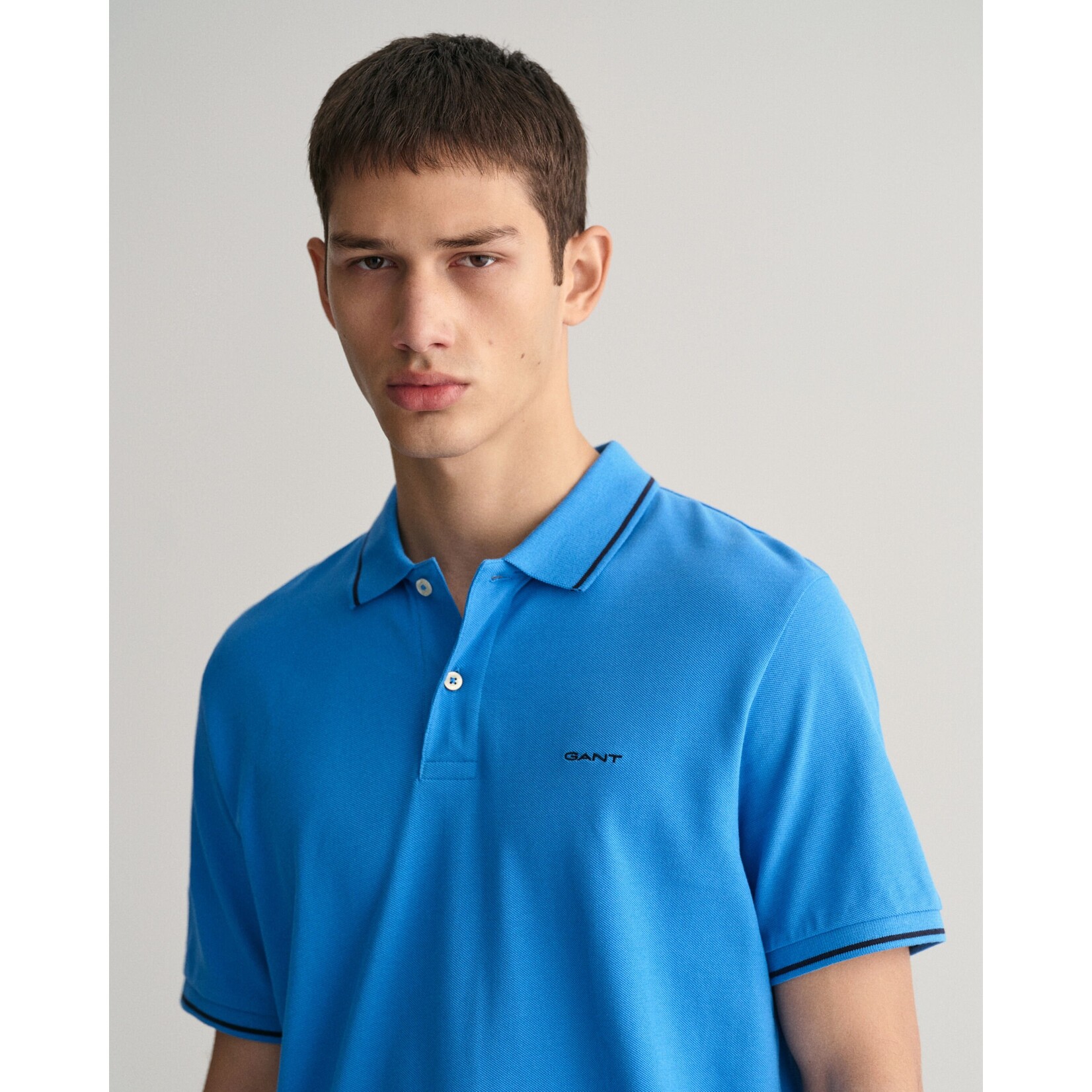 GANT piqué polo met randdetails blauw