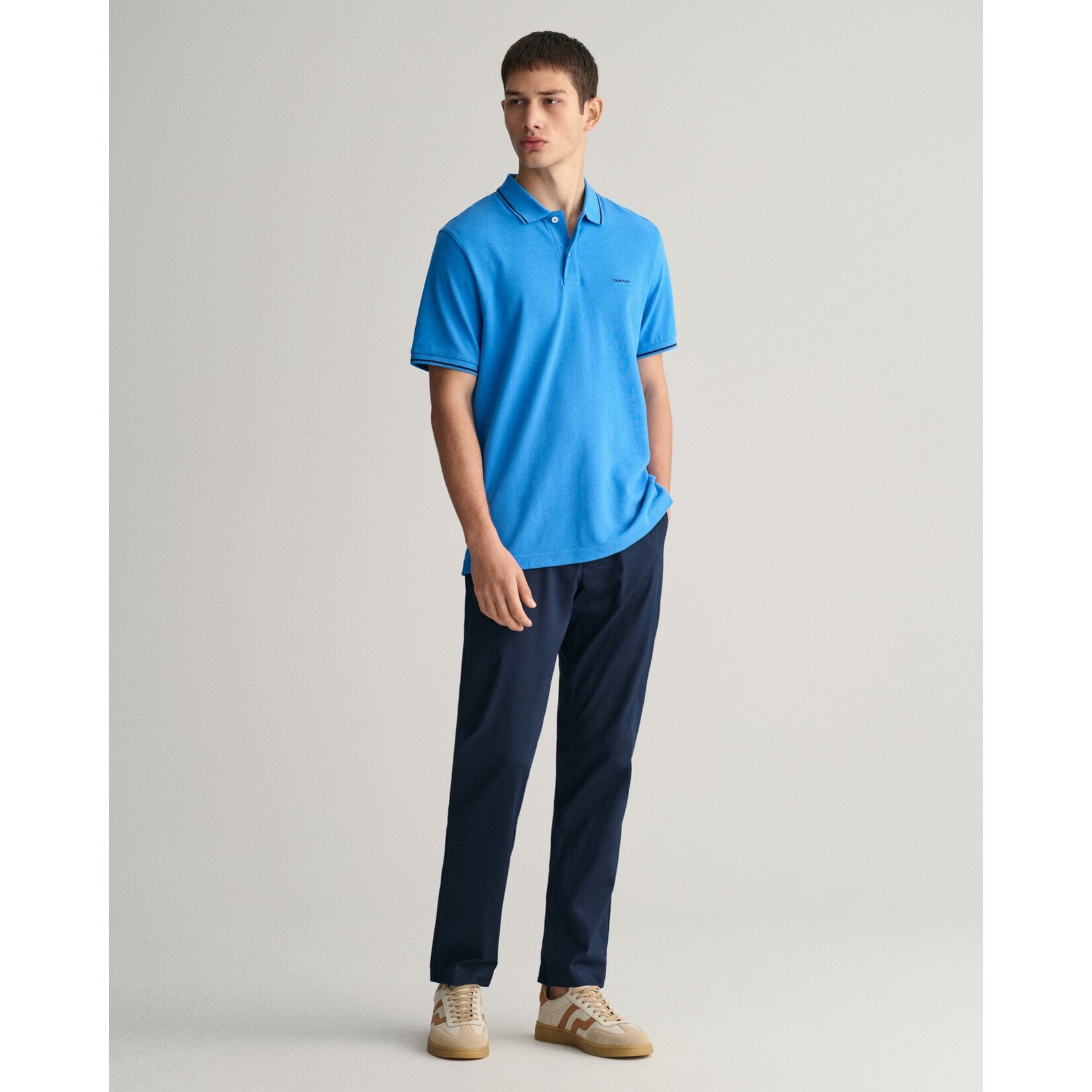 GANT piqué polo met randdetails blauw