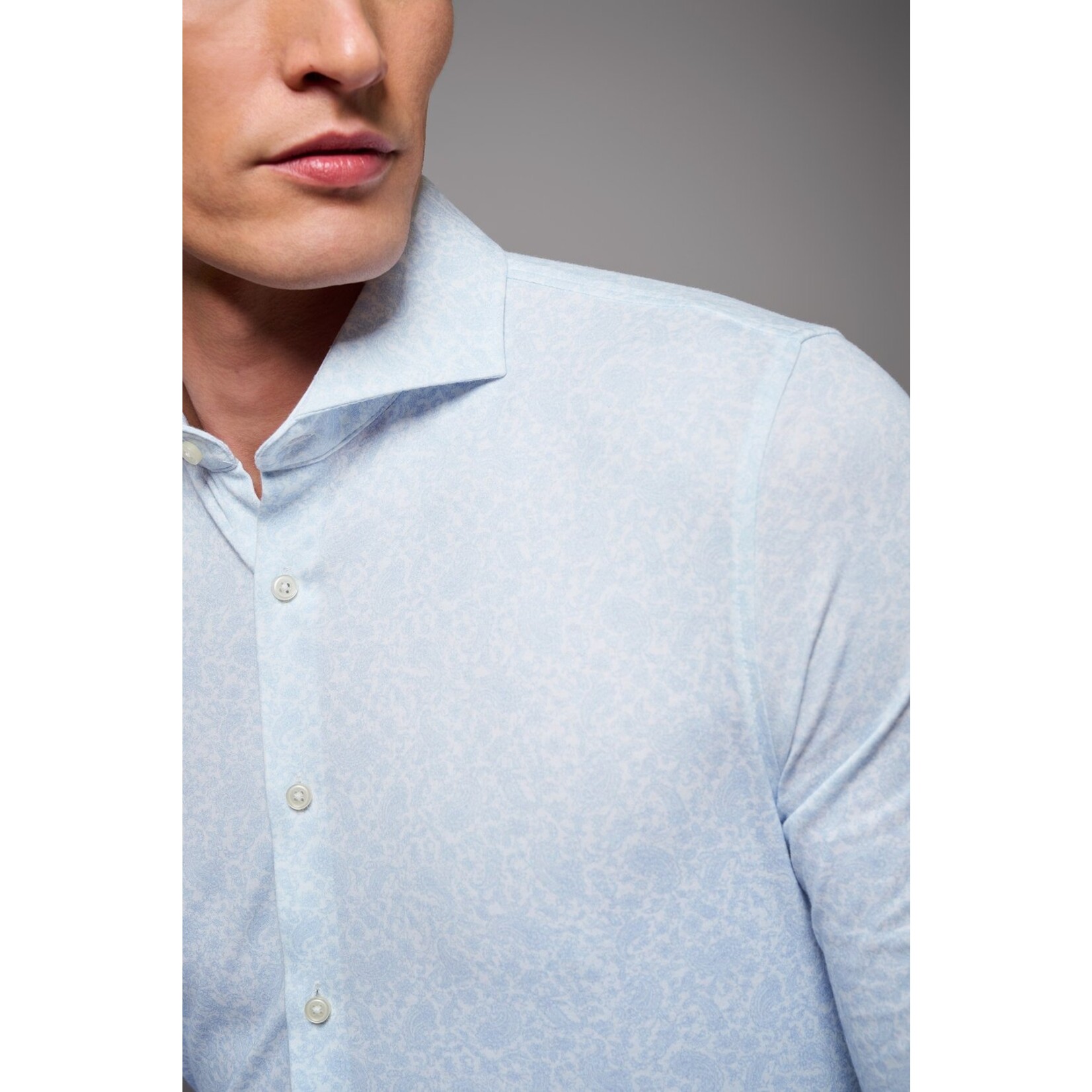 Desoto Luxury jersey overhemd lichtblauw print