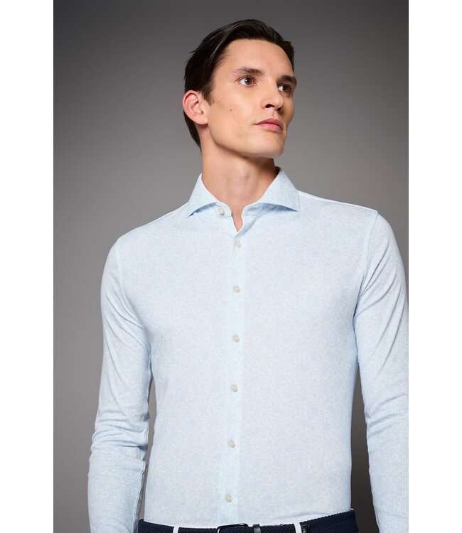 jersey overhemd lichtblauw print