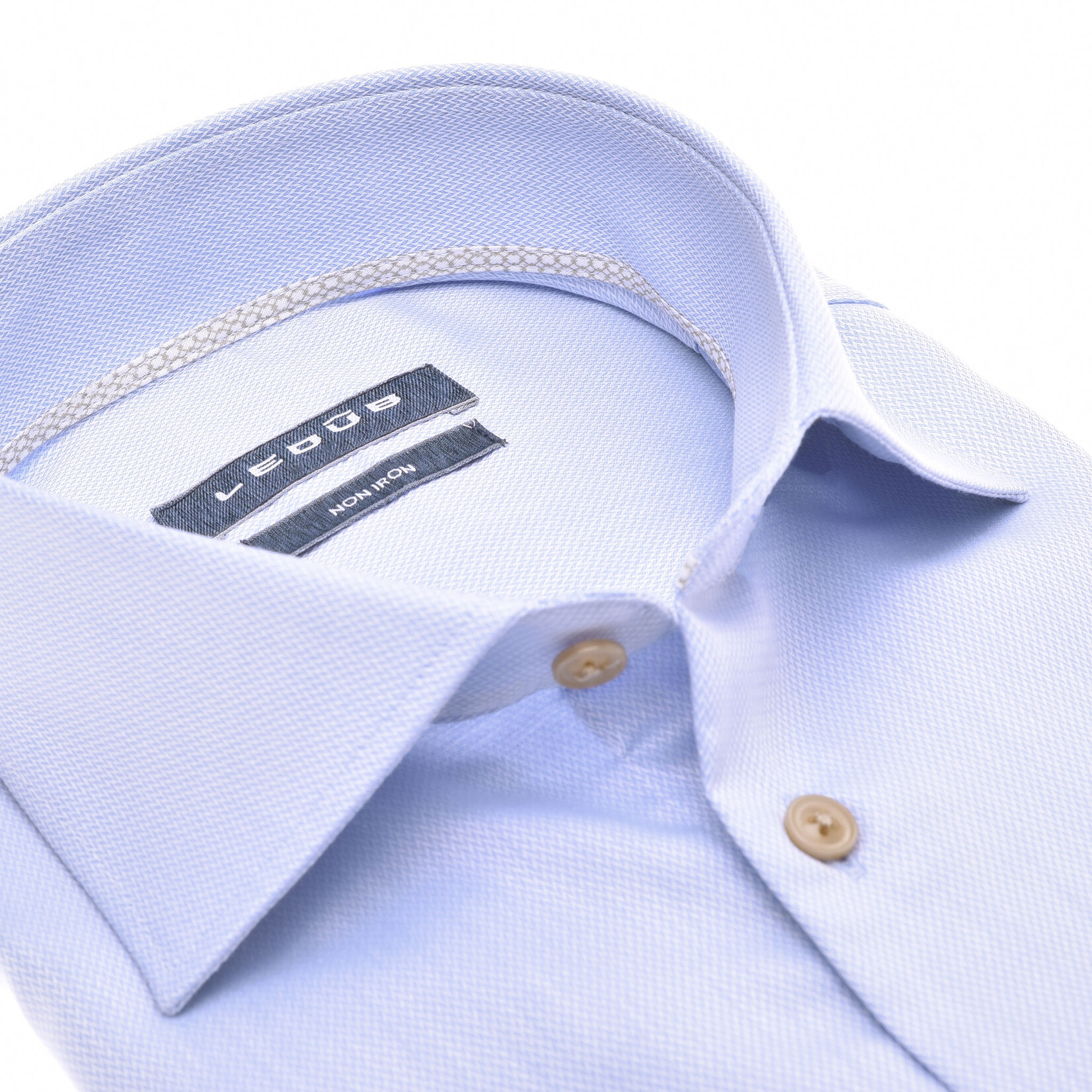 Ledûb modern fit strijkvrij overhemd lichtblauw