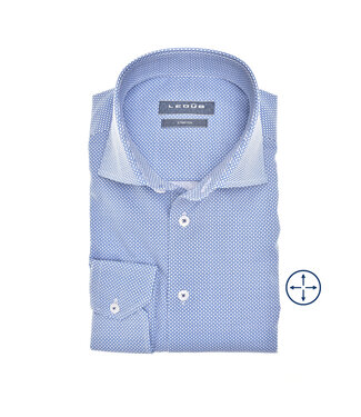 Ledûb modern fit stretch overhemd blauw print