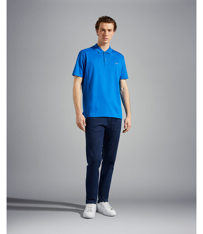 basic korte mouw piqué polo cobalt