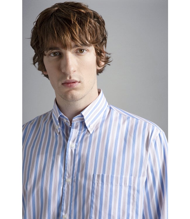 regular fit overhemd lichtblauw streep