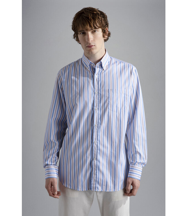 regular fit overhemd lichtblauw streep