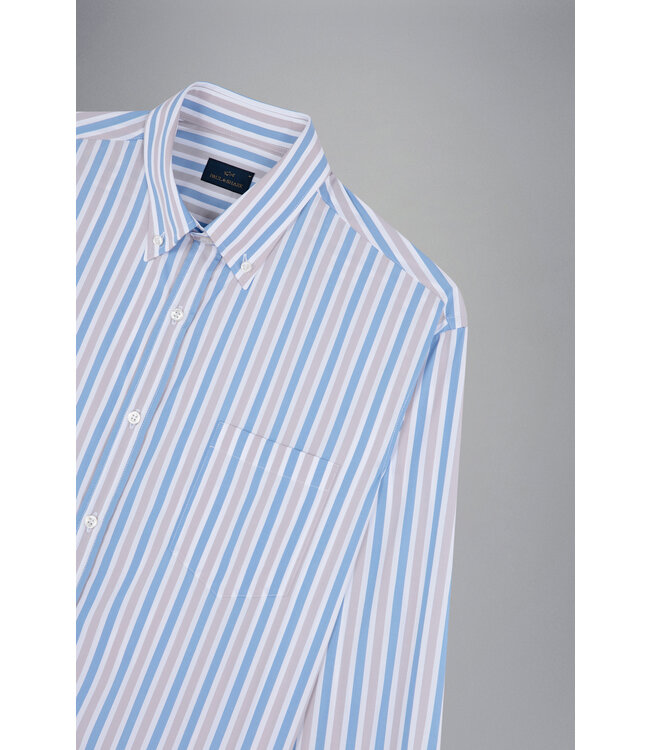 regular fit overhemd lichtblauw streep