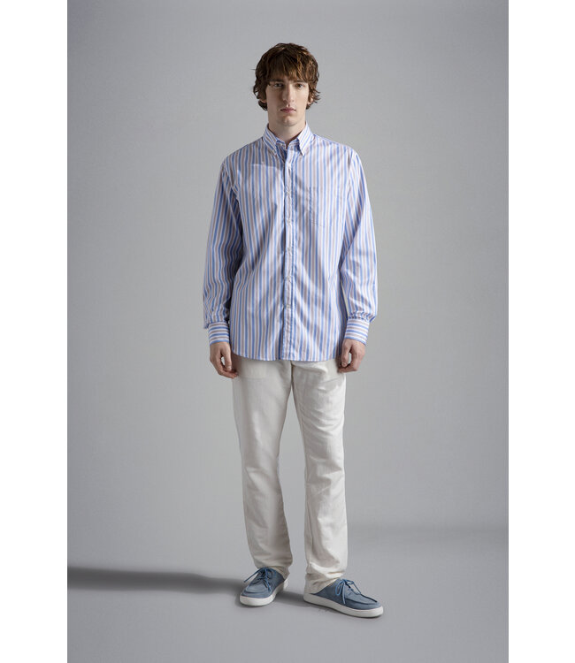 regular fit overhemd lichtblauw streep
