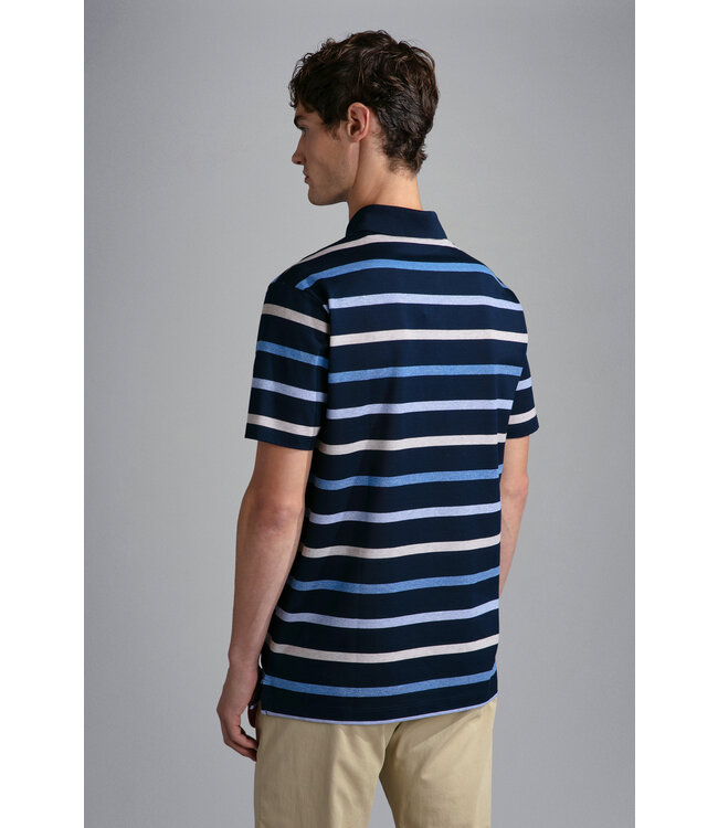 korte mouw piqué polo blauw strepen