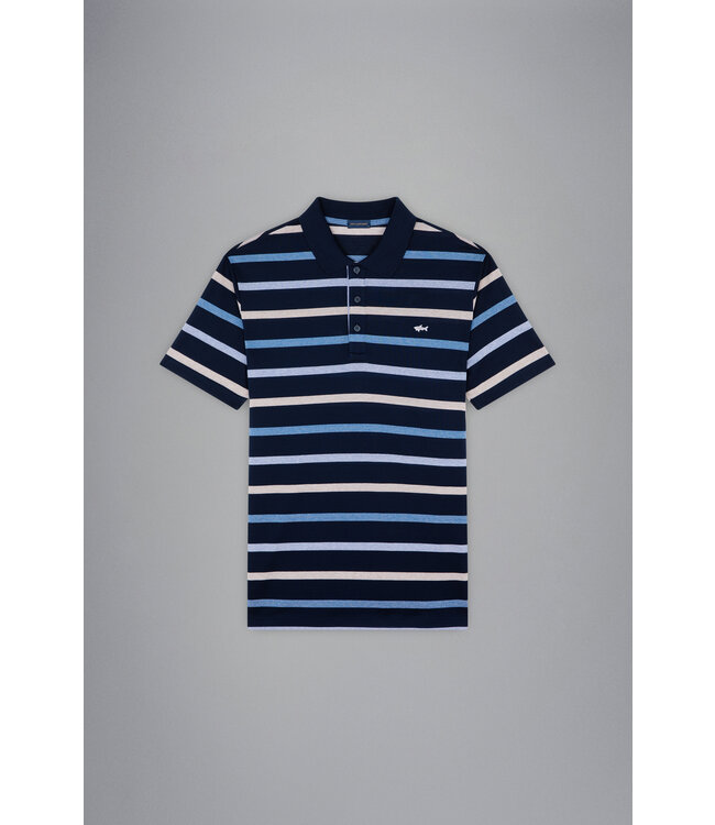 korte mouw piqué polo blauw strepen