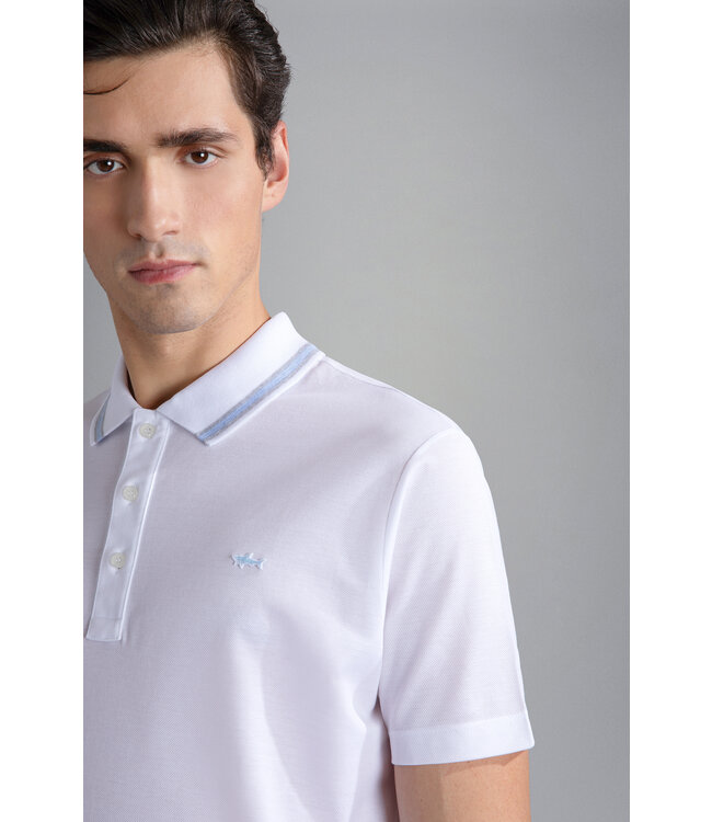 korte mouw piqué polo wit