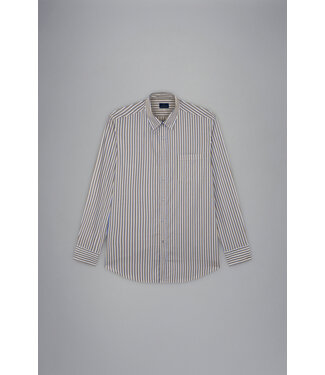 Paul & Shark regular fit twill overhemd beige streep