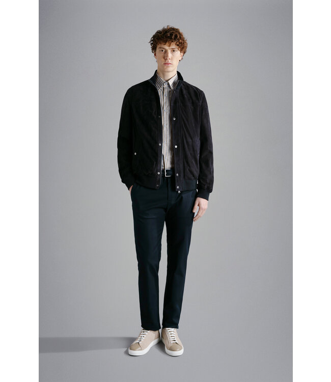 regular fit twill overhemd beige streep