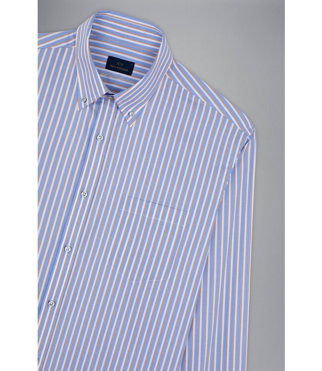 regular fit twill overhemd lichtblauw streep