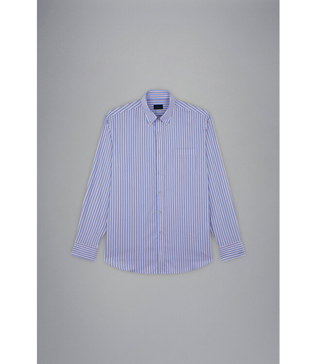 regular fit twill overhemd lichtblauw streep