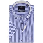 Portofino regular fit korte mouw overhemd blauw streep