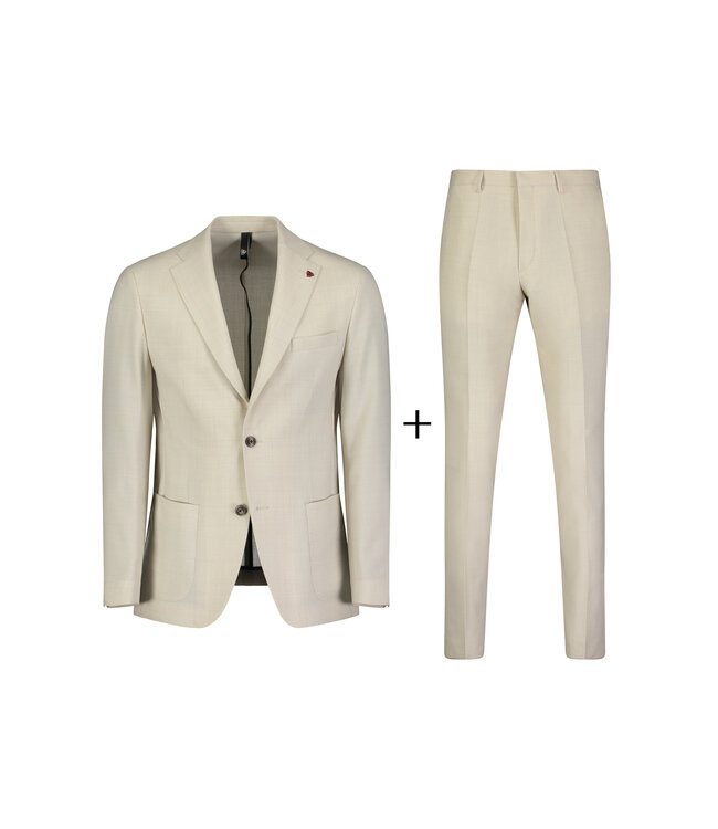 2-delig slim fit zomerpak beige