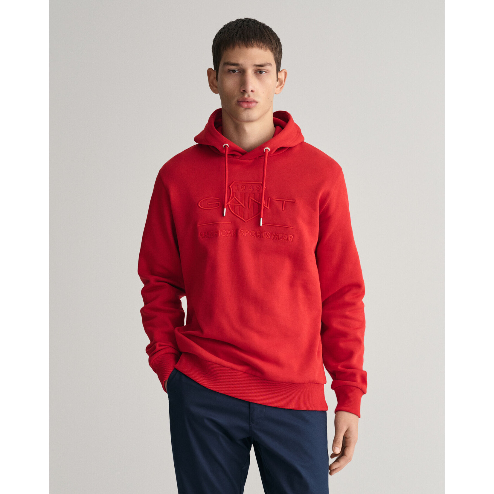 GANT tonal shield hoodie rood