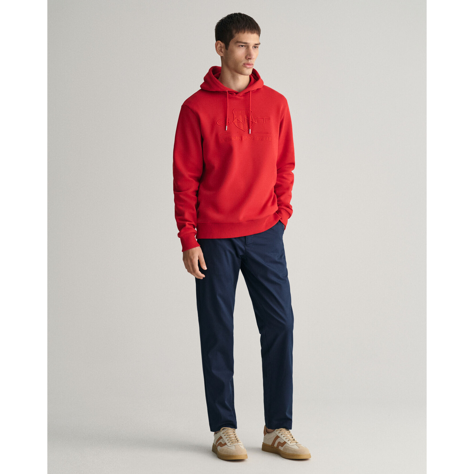 GANT tonal shield hoodie rood