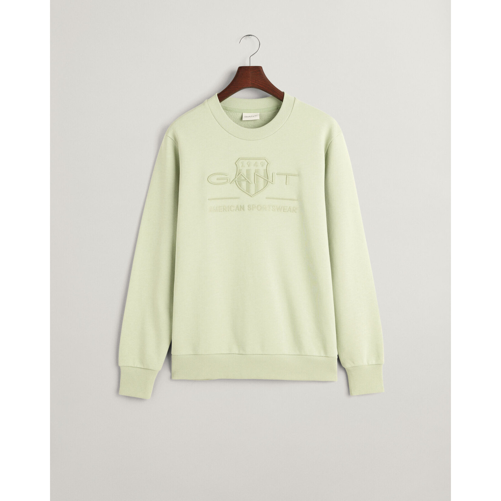 GANT tonal shield sweater matcha groen