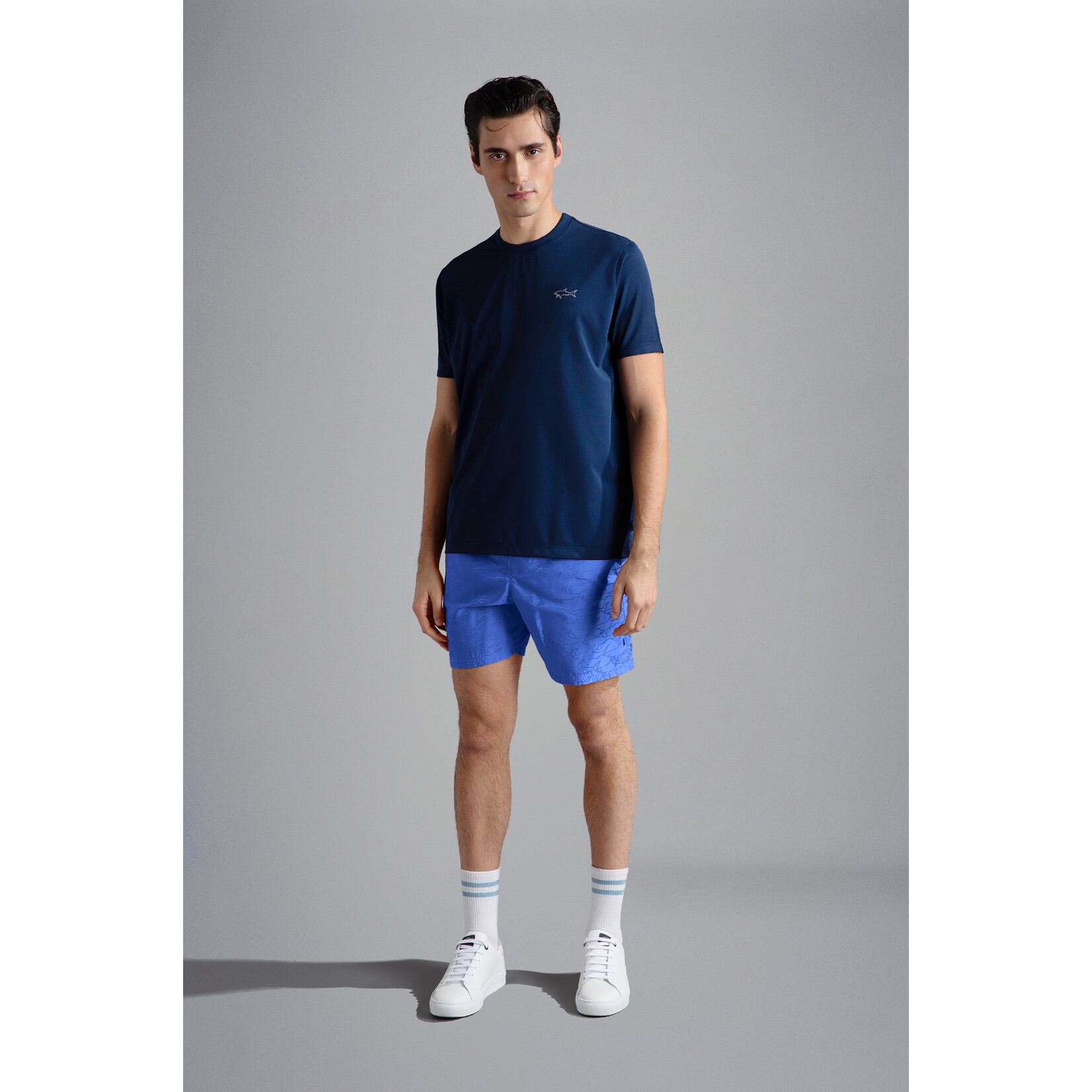 Paul & Shark zwemshort met haaienprint blauw