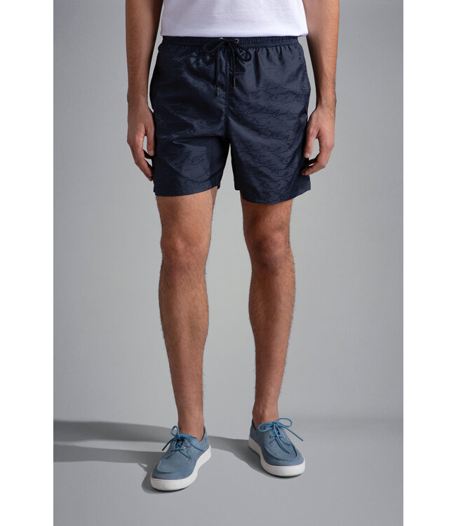 zwemshort met haaienprint marine