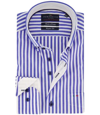 Portofino regular fit overhemd blauw streep