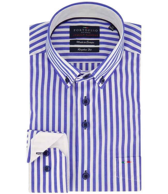 regular fit overhemd blauw streep