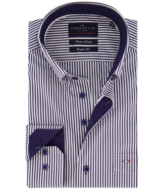 Portofino regular fit overhemd marine streep