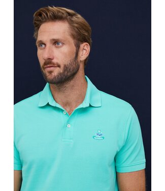 Façonnable korte mouw pima polo Curacao blauw