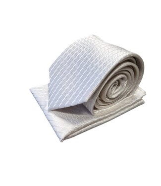 Fibre Progetto Premium stropdas + pochet ivoor