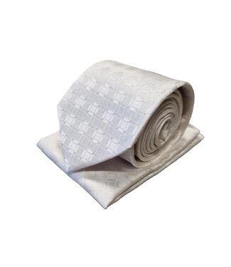 Fibre Progetto Premium stropdas + pochet ivoor