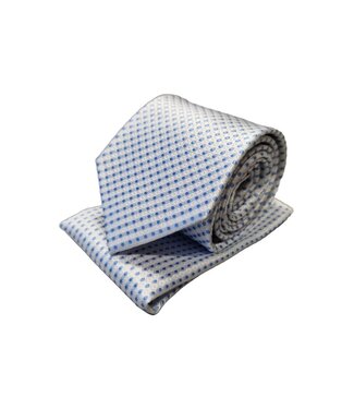 Fibre Progetto Premium stropdas + pochet stip blauw