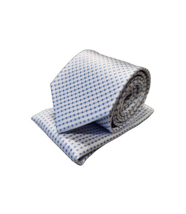 Progetto Premium stropdas + pochet stip blauw