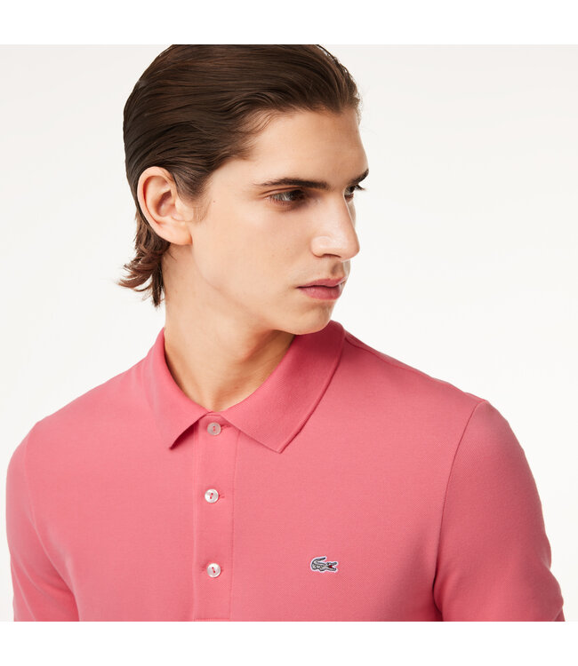 stretch polo korte mouw roze