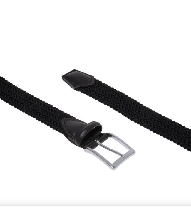 Rayon gevlochten stretch riem zwart