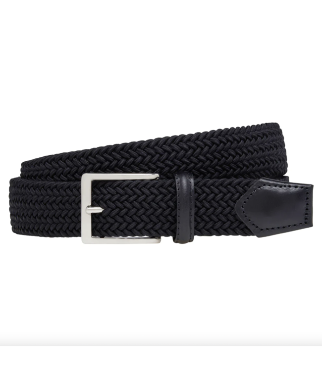Rayon gevlochten stretch riem zwart